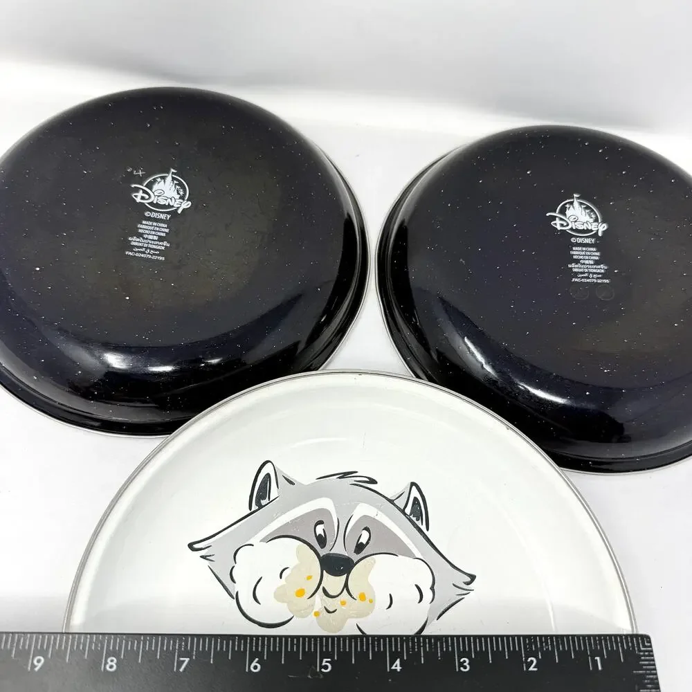 Disney Parks Critter Chaos Enamel Plate Set 3 Chip Dale Pluto Meeko Rare